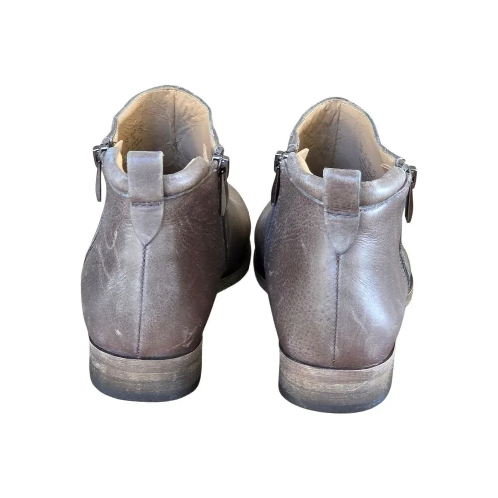 Franco Sarto Keegan Dual Zip Leather Ankle Booties size 8 Brown